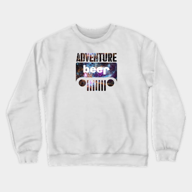 Galaxy Adventuring Beer Jeep Crewneck Sweatshirt by Bananagreen